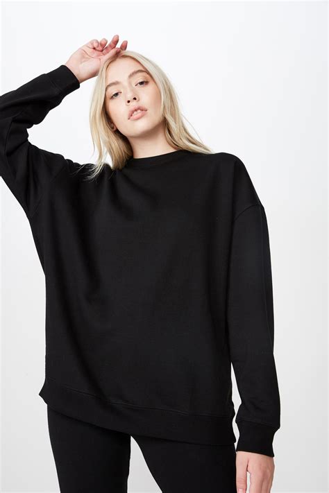 Oversized crew neck sweater - black Factorie Hoodies & Sweats ...