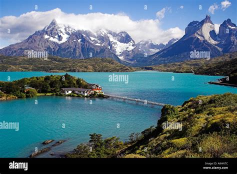 Hosteria Pehoe at Pehoe Lake, Torres del Paine National Park, Patagonia, Chile Stock Photo - Alamy