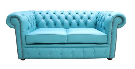 Buy Teal leather Chesterfield sofa at DesignerSofas4U