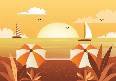 Vector Beautiful Seascape Illustration 225482 Vector Art at Vecteezy