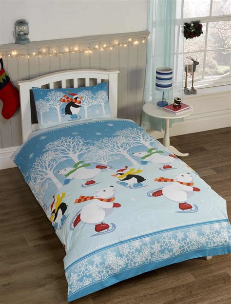 Kids Christmas Bedding Duvet Cover Bright Colourful Festive Xmas Santa Reindeer | eBay