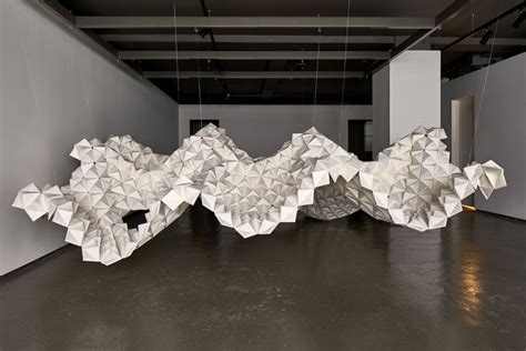 Gravity-defying giant hanging sculpture made from thousands of pieces of origami | Creative Boom