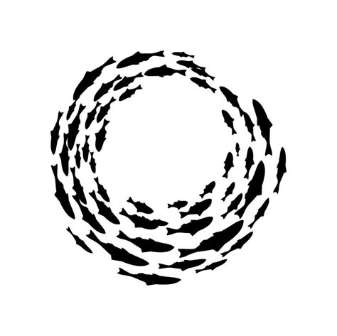 Circle shoal and fish school vector silhouette 23211153 Vector Art at ...