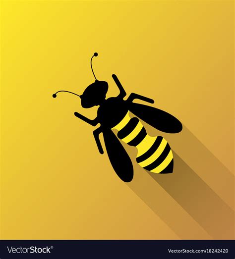 Bee on yellow background Royalty Free Vector Image