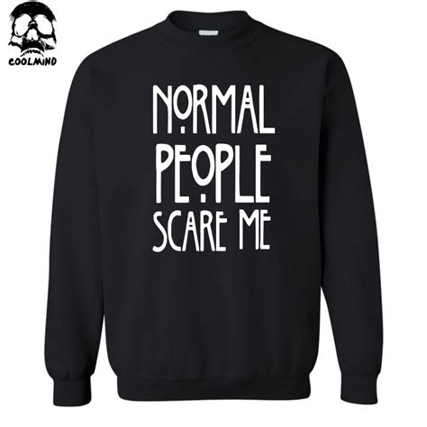 top quality cotton blend NORMAL PEOPLE SCARE ME print men hoodies crewneck mens hoodies and ...