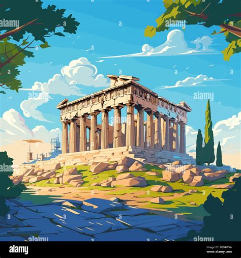 Acropolis. Acropolis hand-drawn comic illustration. Vector doodle style ...