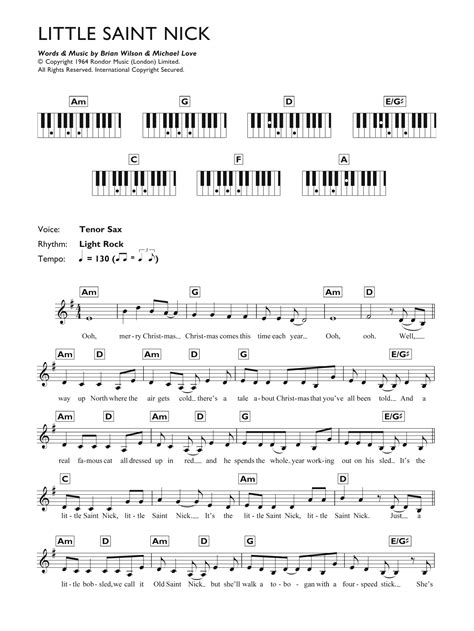 Little Saint Nick Sheet Music | The Beach Boys | Piano Chords/Lyrics