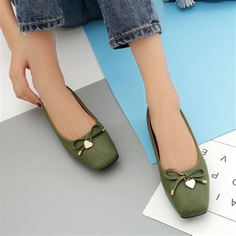 Brand Women 2018 Luxury Designer Ballerina Party Flats Green Flat Big Size Bow Shoes Womens ...