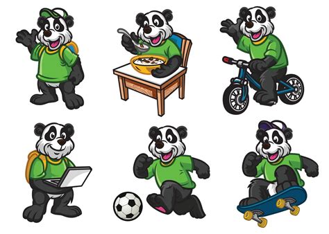 cartoon character set of cute little panda 21677782 Vector Art at Vecteezy