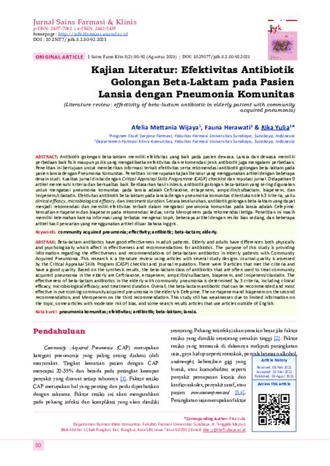 (PDF) Kajian Literatur: Efektivitas Antibiotik Golongan Beta-Laktam pada Pasien Lansia dengan ...