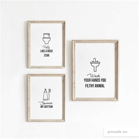 Bathroom Prints for Kids Funny Bathroom Art Printable Wall - Etsy