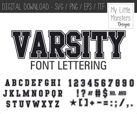 VARSITY OUTLINE FONT Actual Font File and Cut Svg Files - Etsy Ireland