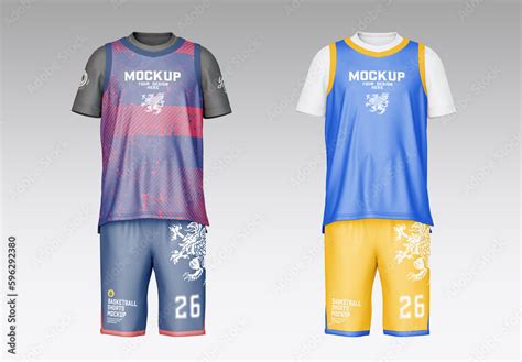 Basketball Kit with Internal T-shirt Mockup Stock Template | Adobe Stock