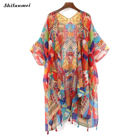 Aliexpress.com : Buy Colorful Floral Kimono Mujer 2018 bluse Feminino ...