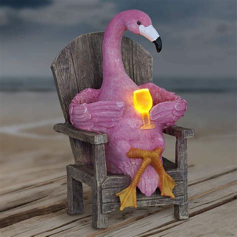 AmazonSmile : Exhart Pink Flamingo Seated on a Lounge Chair Garden ...