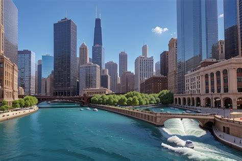 Premium Photo | Chicago river walk