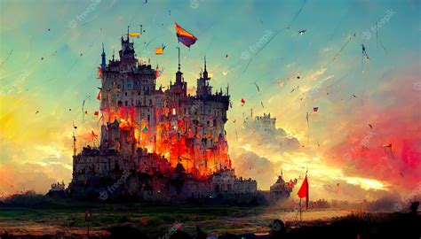 Premium AI Image | Celebrating castle concept art illustration