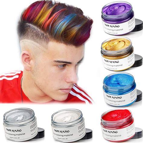 MOFAJANG 6 Colors Temporary Hair Dye Wax - 6 in 1 White Sliver Blue Purple Red Gold - Natural ...