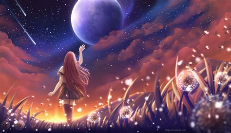 Anime Sky Landscape Space Stars Wallpaper - Resolution:3840x2214 - ID:677230 - wallha.com