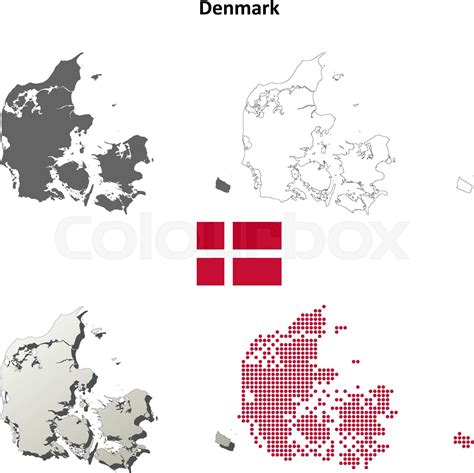 Denmark blank detailed outline map set | Stock vector | Colourbox