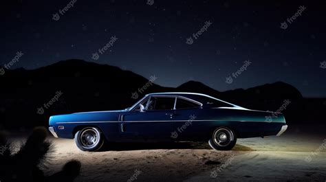 Premium Photo | A classic car beneath the starry night sky its majestic stance as aweinspiring ...