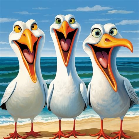 Funny Cartoon Seagull Art Print Free Stock Photo - Public Domain Pictures