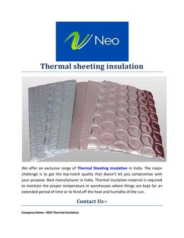 thermal sheeting insulation by NEO Tharmal - Issuu