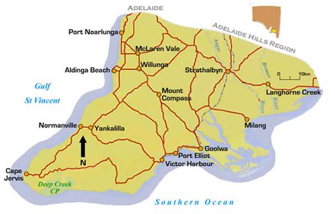 Map of famous wine region of McLaren Vale - South Australia. Australia