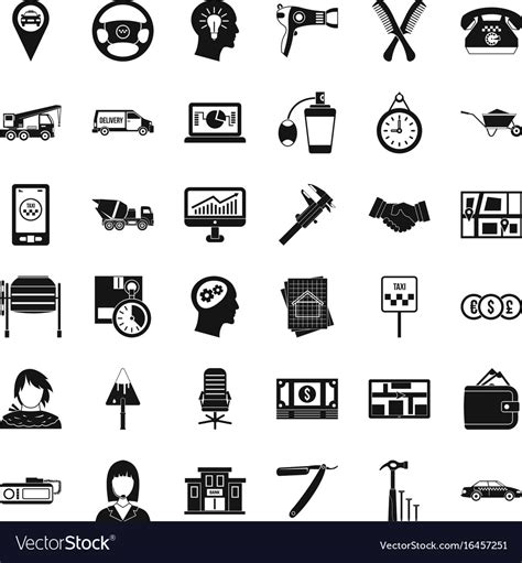 Office work icons set simple style Royalty Free Vector Image