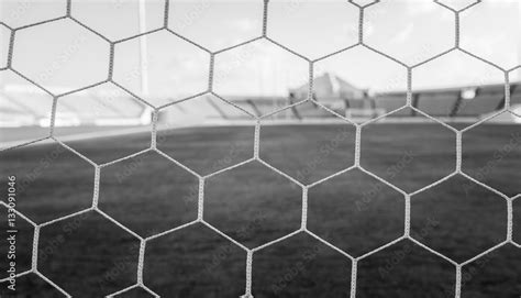 soccer net at soccer stadium , black and white Stock Photo | Adobe Stock