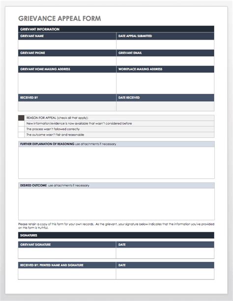 Free Grievance Form Templates | Smartsheet