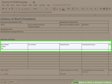 Blank Scheme Of Work Template - Professional Template Inspiration