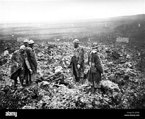 Stretcher-bearers collecting the casualties after the Battle of Verdun, France World War I Stock ...