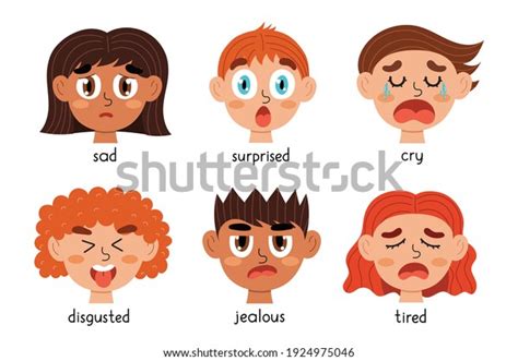 Kids Emotions Faces Collection Different Emotional Stock Vector (Royalty Free) 1924975046 ...