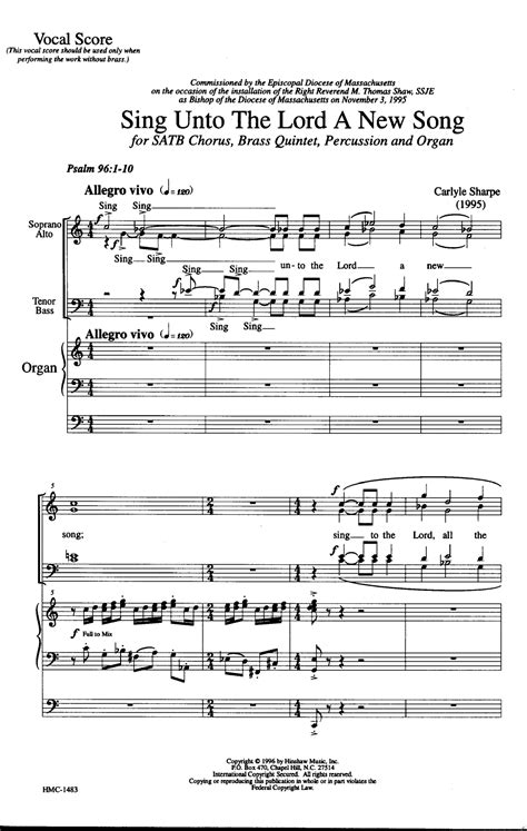 Sing Unto the Lord a New Song (SATB ) by SHA | J.W. Pepper Sheet Music