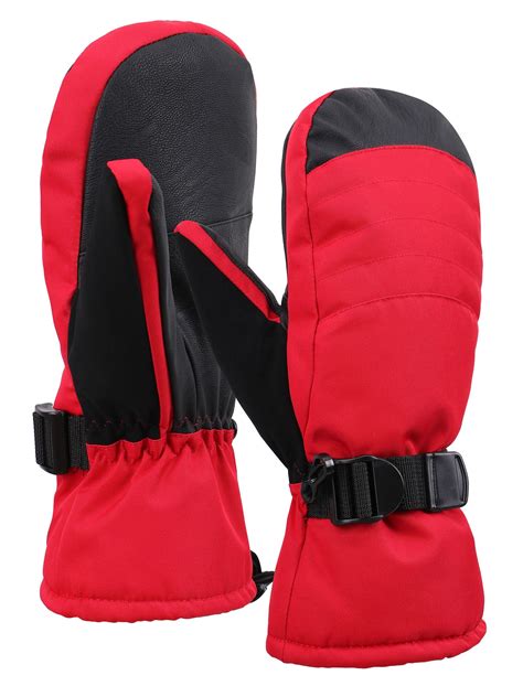 BASILICA - Mens Ski Mittens 3M Thinsulate Waterproof Mittens Pocket,Red,S/M - Walmart.com ...