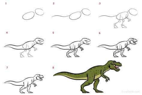 Dino Drawing Ideas » How to draw a Dino Step by Step