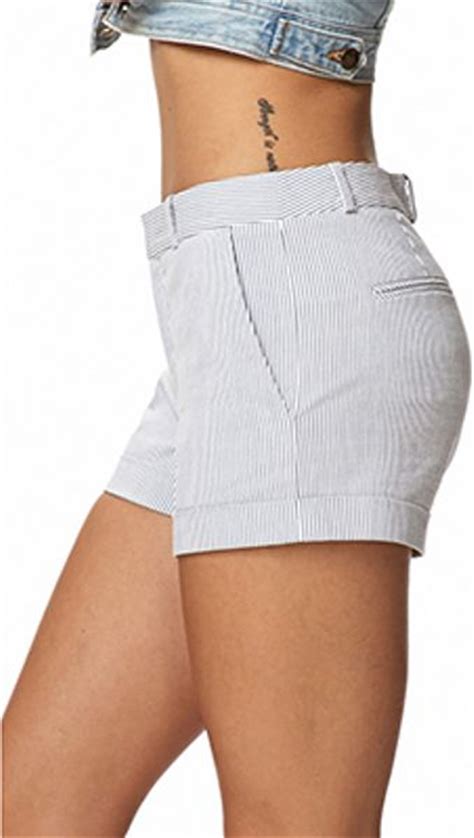 Forever 21 Cuffed Seersucker Shorts in Blue (blue/white) | Lyst