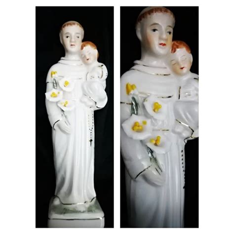 San Antonio de Padua / Saint Anthony of Padua Glazed porcelain statue with gold accents | Shopee ...