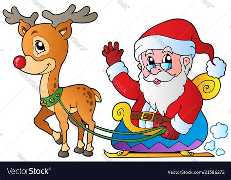 Santa claus with sledge and deer Royalty Free Vector Image