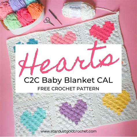 Hearts C2C Crochet Baby Blanket | Free Crochet Along & Pattern ...