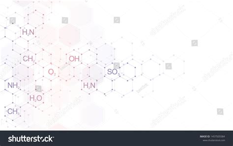 Abstract chemistry pattern on clean white background with chemical ...