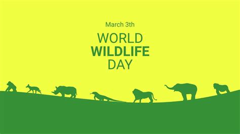 world wildlife day banner template with various animals silhouette ...