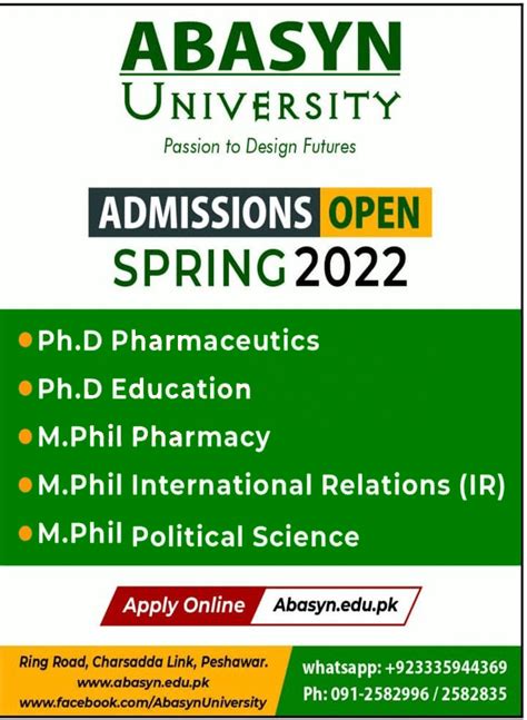 Abasyn University Peshawar Admissions 2024 Last Date