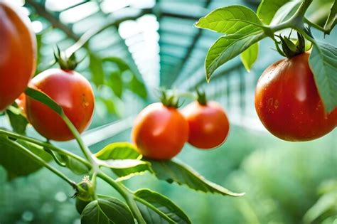 Premium Photo | Tomatoes growing in a greenhouse.