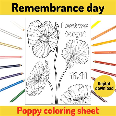 Printable Remembrance Day Poppy Colouring Page, Printable Coloring ...