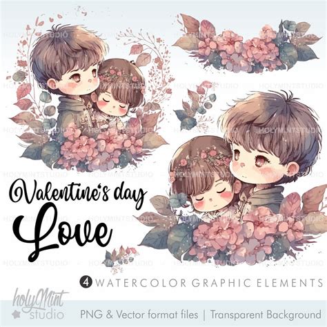 Valentine's Day Clipart, Love Clipart, Valentines Vector, Love Vector, Couple Clipart, Romantic ...