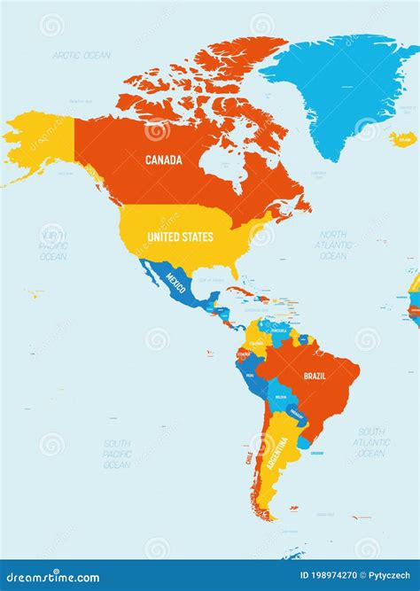 Americas Map. High Detailed Political Map Of North And South America ...