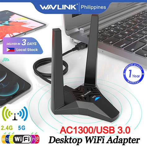 WAVLINK AC1300 USB3.0 Desktop Laptop WiFi Adapter,High Gain Dual Band USB Network Card for PC ...