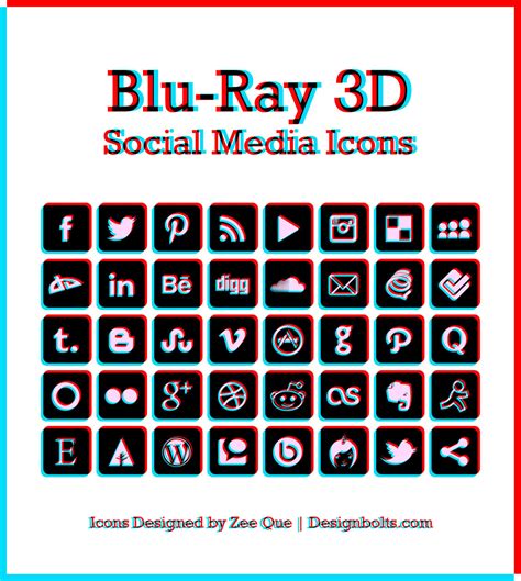 Blu-ray 3D Social Media Icons | 3D Glasses Required ;) – Designbolts